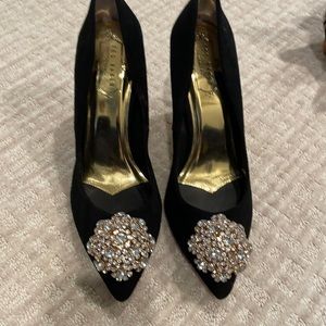 New Ted Baker Black Suede with Gold Heel